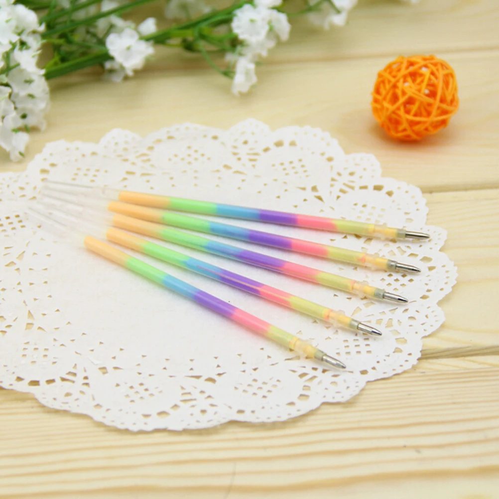 10Pcs/Lot Multi color Rainbow Refill Highlighters Gel Pen Students painting graffiti fluorescent Refills School Supplies