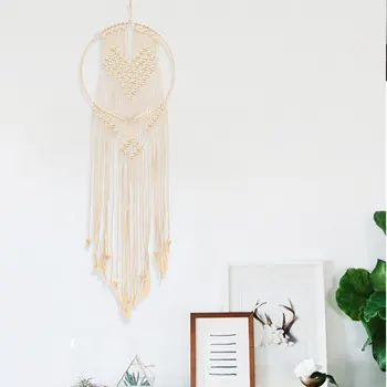 

Macrame Wall Hanging Bohemian Tapestry 115cm White Handmade Knitting Macrame Tapisserie Banner Home Room Decoration Craft Gift
