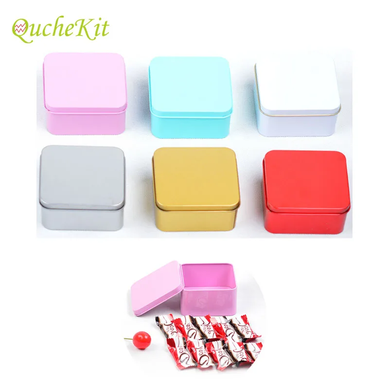 

30pcs Square Tin Boxes Sugar Chocolate Gift Tin Cans Lip Balm Nail Art Metal Storage Box Wedding Candy Box DIY Cream Cake Boxes