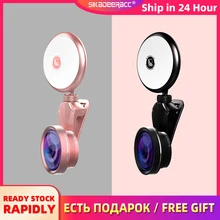 Универсальный Рыбий глаз+ широкоугольный+ макро-камера 3 в 1 комплект для объектива мобильного телефона селфи светодиодный фонарь для вспышки для iPhone samsung DH44