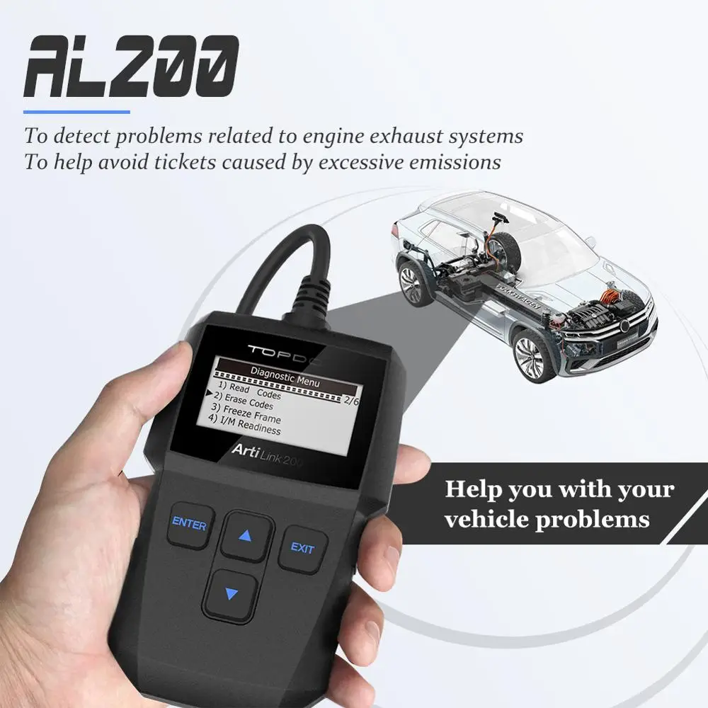 Автомобильный сканер OBD2 TOPDON ArtiLink200 профессиональный считыватель кодов двигателя
