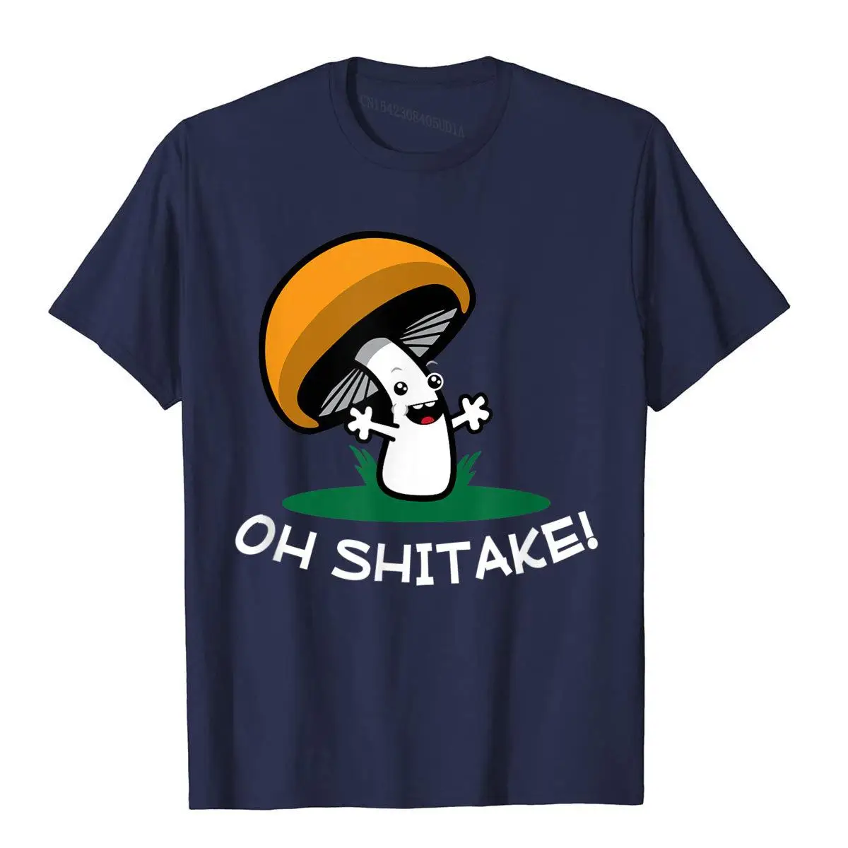 Oh Shitake Funny Mushroom Pun T-Shirt__B14332navy