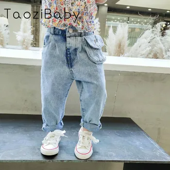 

Girls Jeans Kids 2020 Children's Spring And Summer New Jeans Light Color Pocket Vintage High Waist Jeans Pants