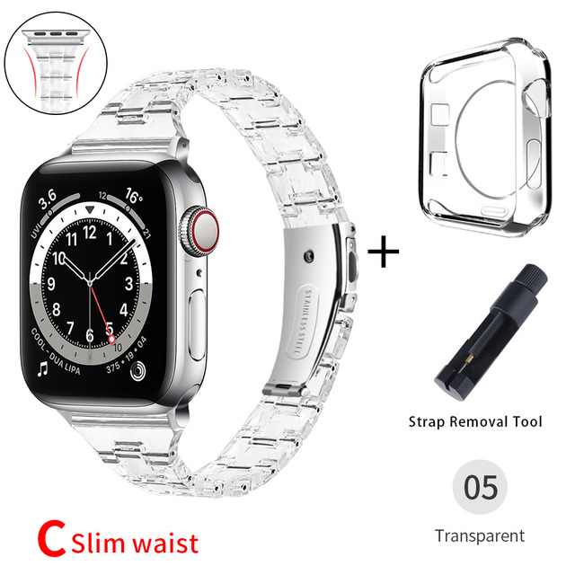Transparent Jelly Band For Apple Watch 44mm 40mm Series Se7654 Clear Strap on Smart Iwatch 123 38mm 42mm Bracelet Watchband