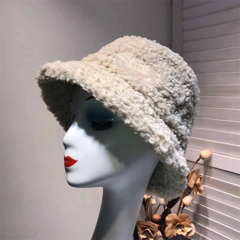 Осень-зима, Женская Толстая теплая шапка из овечьей шерсти, шапка с ...