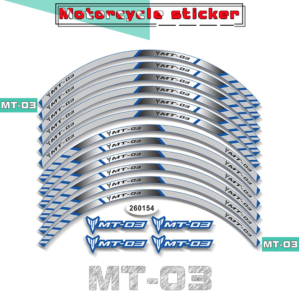 

Reflective Motorcycle Rim Protection Stickers Multicolor Waterproof Decals Durable Anti-wear Tape for YAMAHA MT-03 mt03