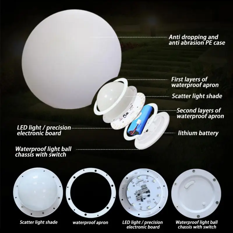 Rechargeable Outdoor LED Luminous Ball Light 16 Colors Illumination Garden Swimming Pool Pathway Patio Waterproof Lawn Lamp led landscape lights