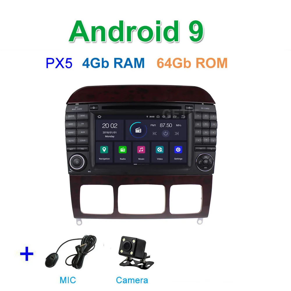 DSP 64G PX6 Android 9 Автомобильный DVD стерео радиоплеер gps для Mercedes Benz S Class W215 W220 S320 S400 S420 S430 S280 S350 - Цвет: PX5 4G CAMERA