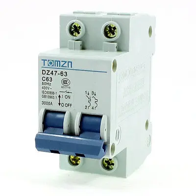 

AC 400V 63A 2 Poles 2P Overload Protection MCB Mini Circuit Breaker