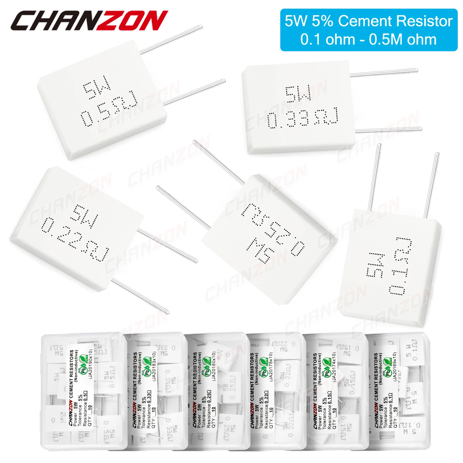 10pcs 5w 5 Cement Wirewound Resistors 0 1 0 15 0 22 0 25 0 33 0 5 Ohm R 5watt Non Inductive Fixed Wire Wound Ceramic Resistance Resistors Aliexpress