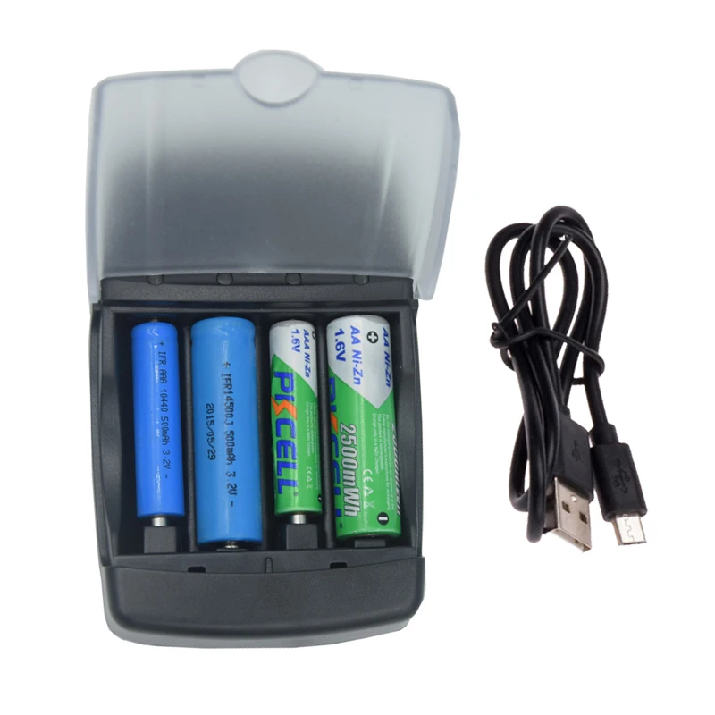 

4 Slots Fast Charging AA AAA Battery Charger For 1.6V Ni-Zn LifePo4 charger for 14500 10440 Batteries LED indicator