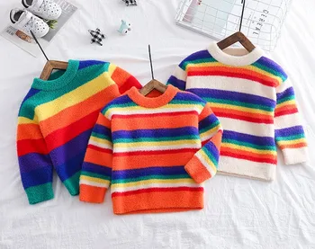 

80-100cm height new 2019 autumn boys fashion style striped knitted sweater 1pc kids spring autumn o-neck boys sweater