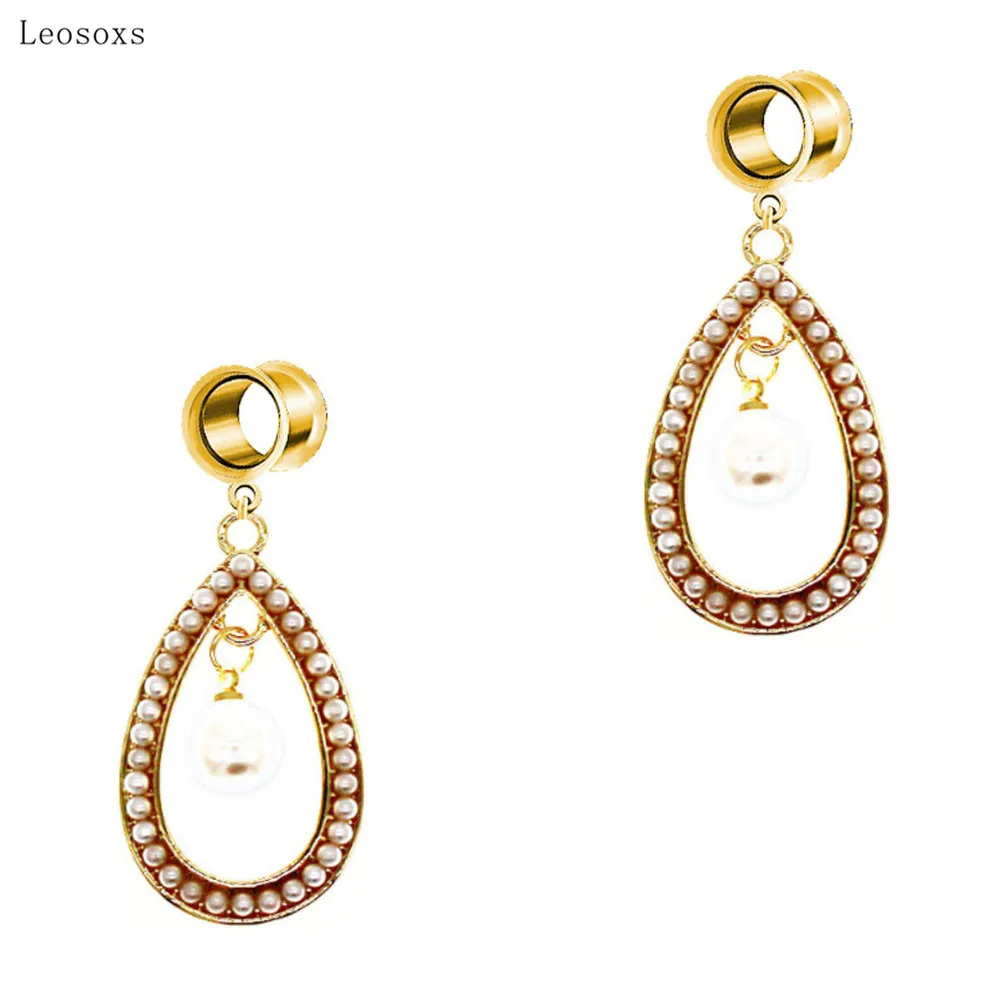 

Leosoxs 2pcs French Retro Palace Style Pearl Geometric Ear Piercing Body Exquisite Piercing Jewelry