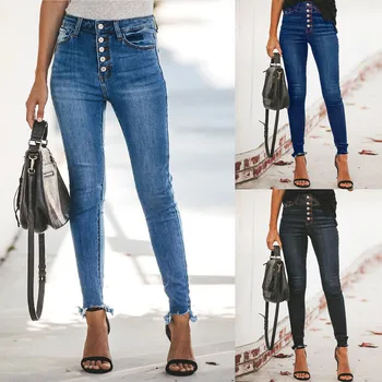 

Fashion Jeans For Women Mom Jeans High Waist High Elastic Hole Ripped Stretch Jeans Female Washed Denim Skinny Pencil Pants L42