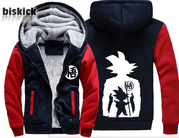 Style 1 Asian size Модная одежда Goku Saiyan с золотым принтом для мужчин wo Мужская теплая Толстая куртка зимняя теплая бархатная Толстовка Топ толстовки - Цвет: Style 1 Asian size