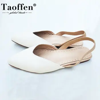 

Taoffen 2020 Women Shoes Fashion Sandals Flat Heel Pointed Toe Slingback Stretch Band New Slip On Shoes Stylish Size 34-43