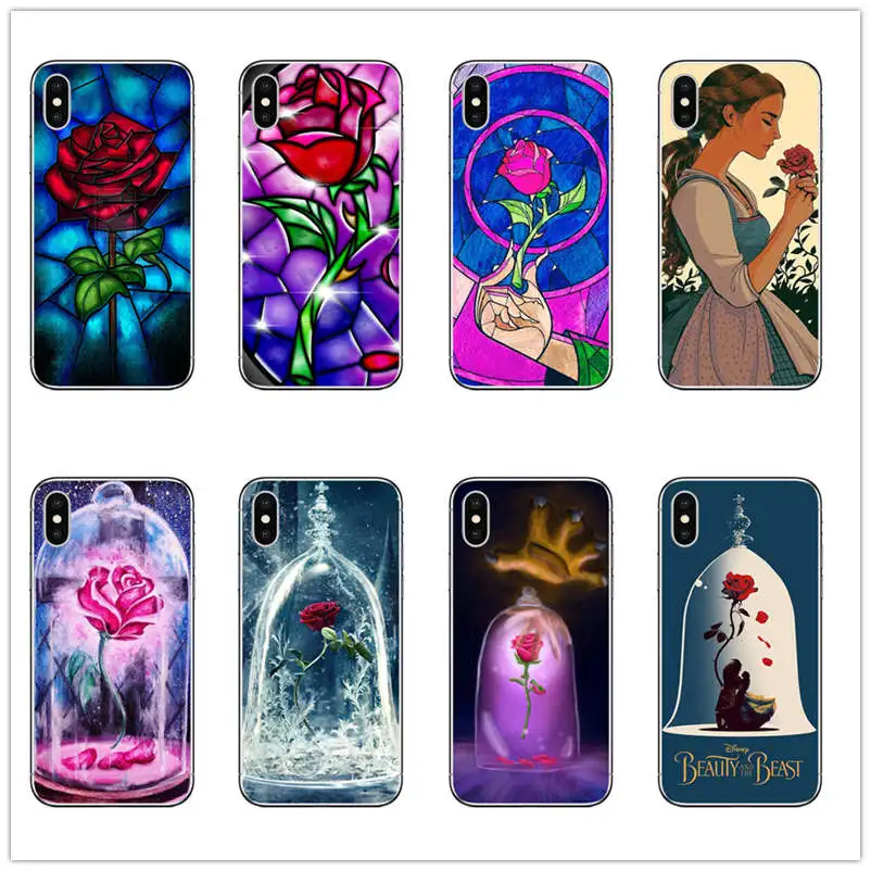 Beauty Beast Rose Princess phone Case TPU Art Print For iPhone 6 7 8 X XS MAX 5 5S SE 6S PLUS Cover Beast Rose Beauty Girl cases