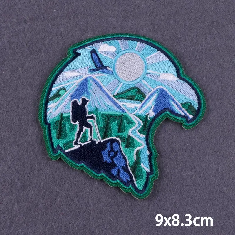 Interlinings & Linings Deer Patch Adventure Travel Embroidered Patches For Clothing Animals Iron On Patches On Clothes Mountain Stickers Outdoor Badges materials of sewing