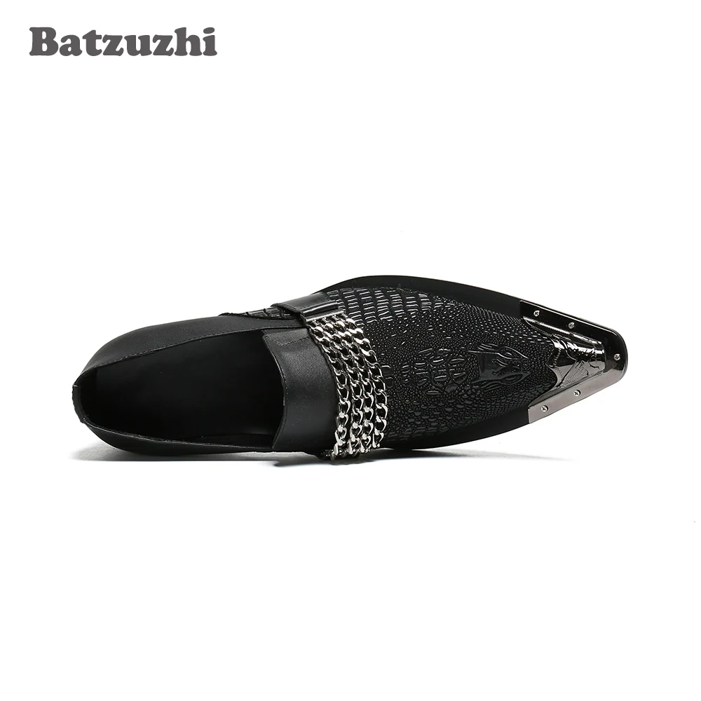 Batzuzhi Men Shoes Italian Type Pointed Toe Black Formal Leather Dress Shoes Zapatos Hombre Slip-on Business Party Shoes Men!