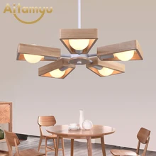 Кантри стиль деревянные люстры светодиодный Лофт Декор подвесной светильник для фойе гостиная отель Кафе Ресторан современная деревянная лампа