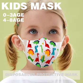 

Kid Face Mask 10pcs dinosaur face Virus 10PCS mask disposable 3D solid dust and droplet breathable boy, girl, child student ba