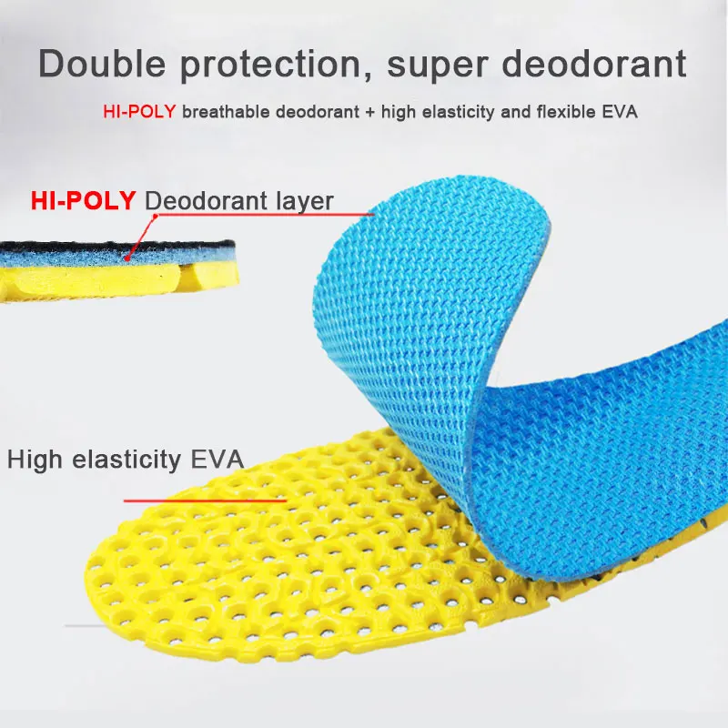 1 Pair Memory Foam Insoles For Shoes Sole Mesh HI-POLY Deodorant Breathable Cushion Running Insoles Man Women Orthopedic Pad