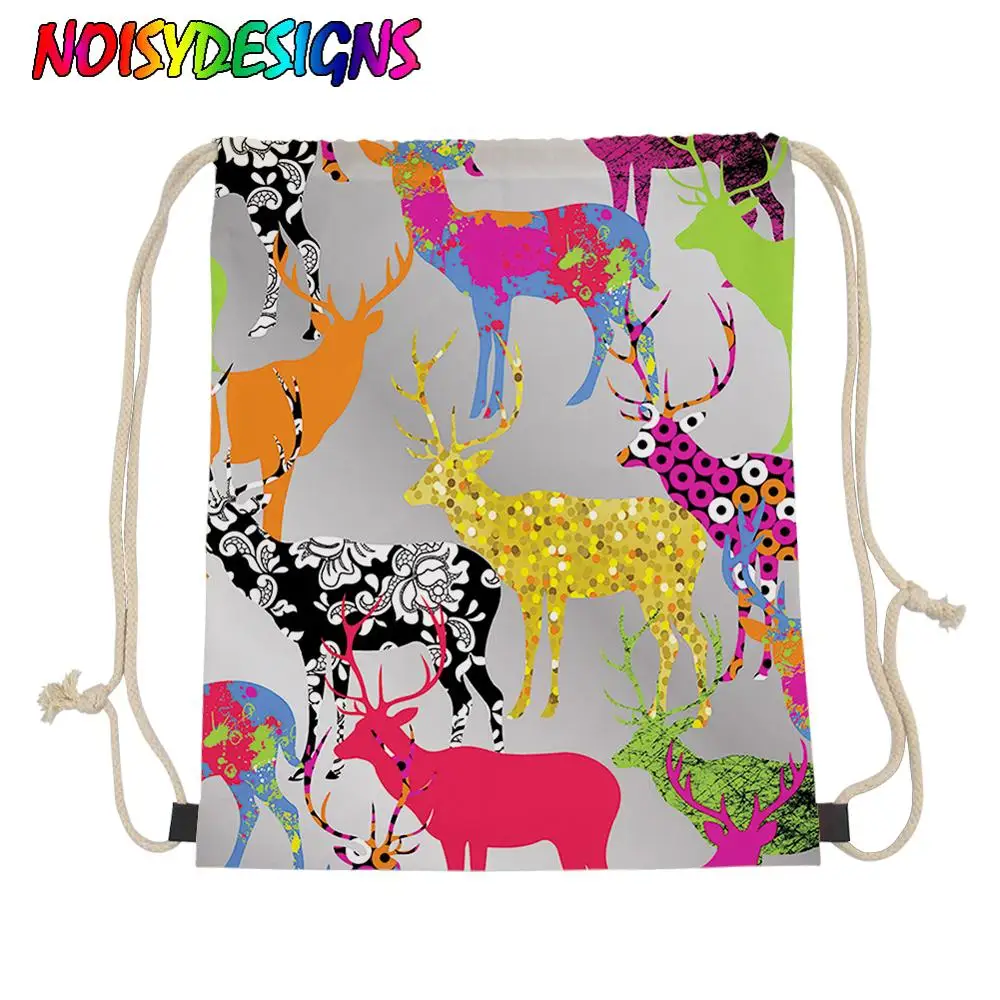 Бесшумный дизайн Dashing олень печати Drawstring сумка для мужчин Рождество рюкзак на веревках Путешествия Школьные сумки Bolsos Mujer на заказ - Цвет: LMYD4991Z3
