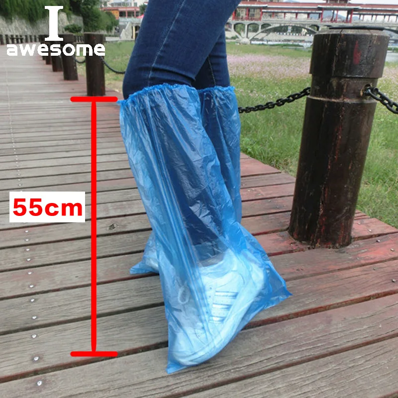 5 Pairs Waterproof Thick Plastic Disposable Rain Polypropylene Shoe Covers High-Top Anti-Slip For Women Men Boot