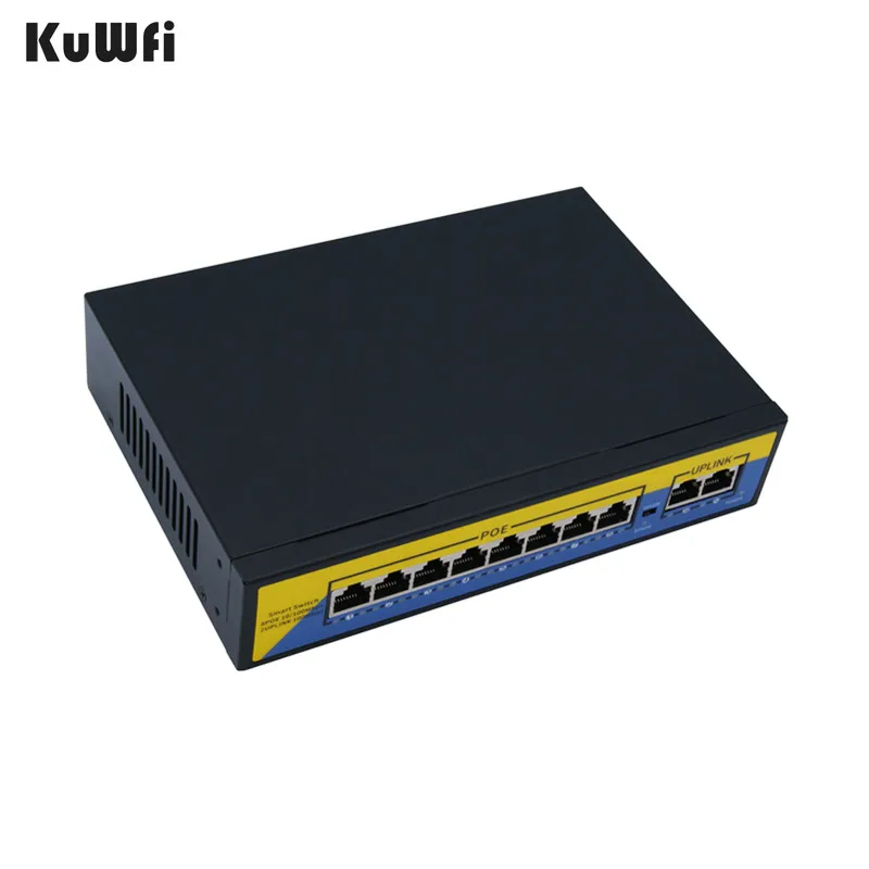 Коммутатор POE 100/1000 Мбит/с Ethernet коммутатор 10 портов 48 В гигабитный коммутатор RJ45 концентратор 8 портов POE+ 2 порта связи расстояние 10-50 м