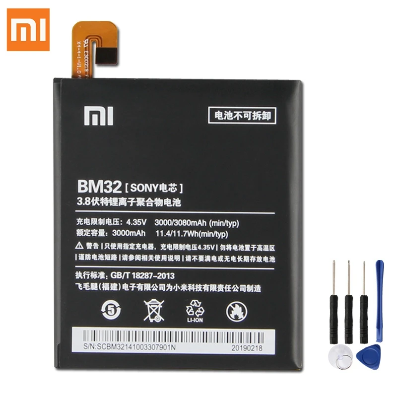 Оригинальная сменная батарея для Xiaomi mi 4 M4 mi 4 BM32, настоящая батарея для телефона 3080 мАч