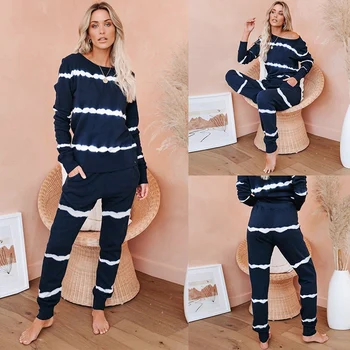 

Tie Dye Printed Women Pajamas Long Sleeve Tops and Long Pants Pajamas Set Nightwear Casual Sleepwear