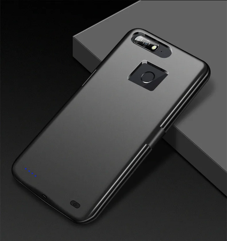 Black 5500 мАч чехол с подставкой для зарядного устройства для huawei Y6 Prime силиконовый ударопрочный внешний блок питания аккумулятор чехол для зарядки - Цвет: Black