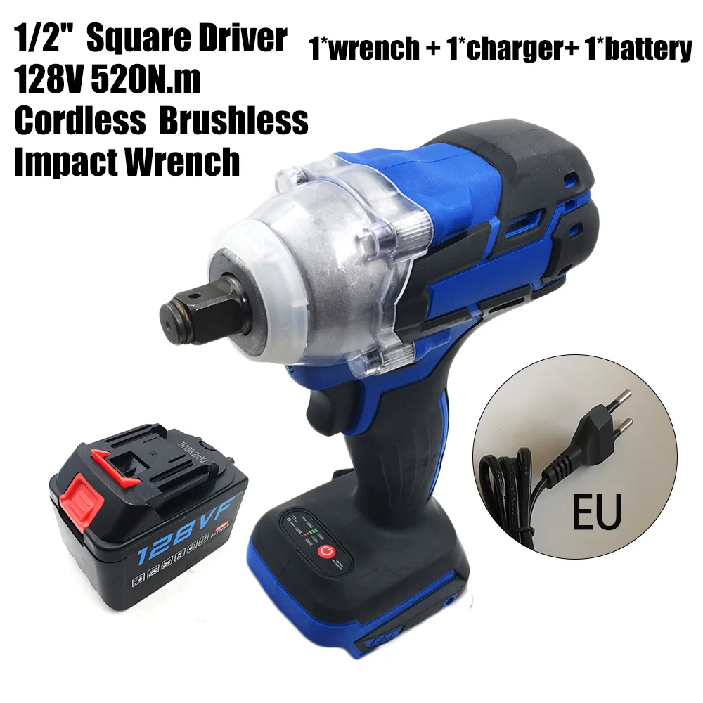 

1 Set Of Impact Wrench Battery Charger Kit US/UK/EU/AU Plastic No-Load Speed 0-2400 Rated Input Power 100W