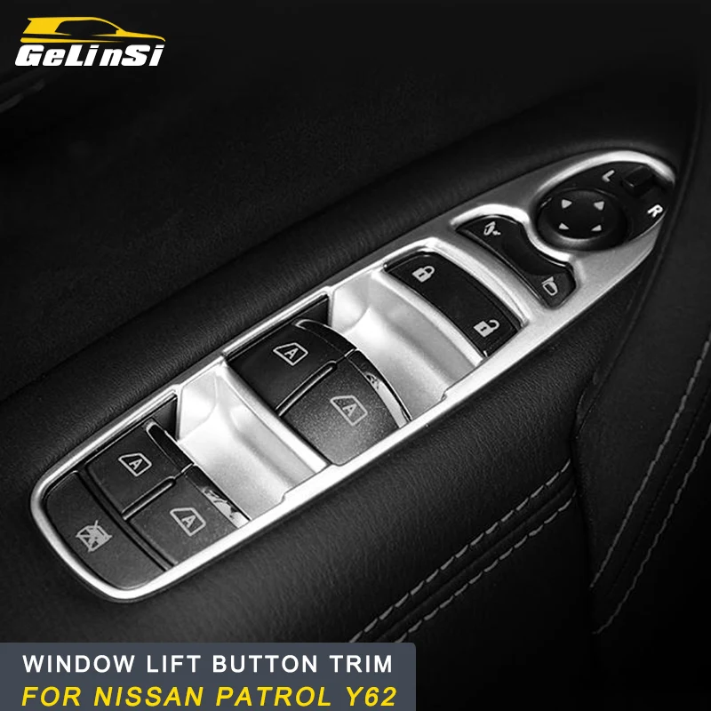 GELINSI для Nissan Patrol Y62 Авто Стайлинг хром Windows панель управления крышка отделка рамка наклейка интерьерные аксессуары