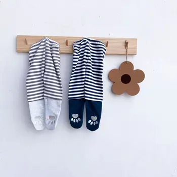 

Baby Tights 2020 Newborn Boys Girls Cotton Striped Stockings Cartoon Animal Footprints Bottoms Infant Spring Autumn Clothes 0-2T