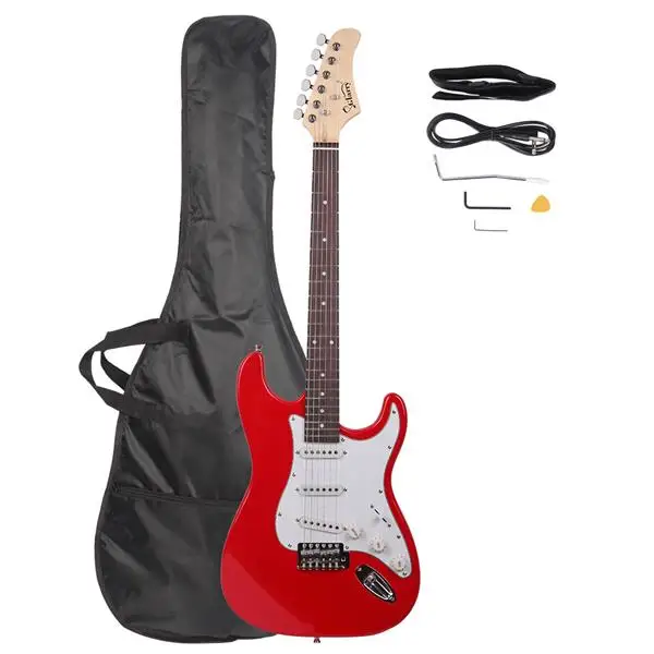 

Glarry GST Rosewood Fingerboard Electric Guitar Bag Shoulder Strap Pick Whammy Bar Cord Wrench Tool Right Handed ElectronicMusic