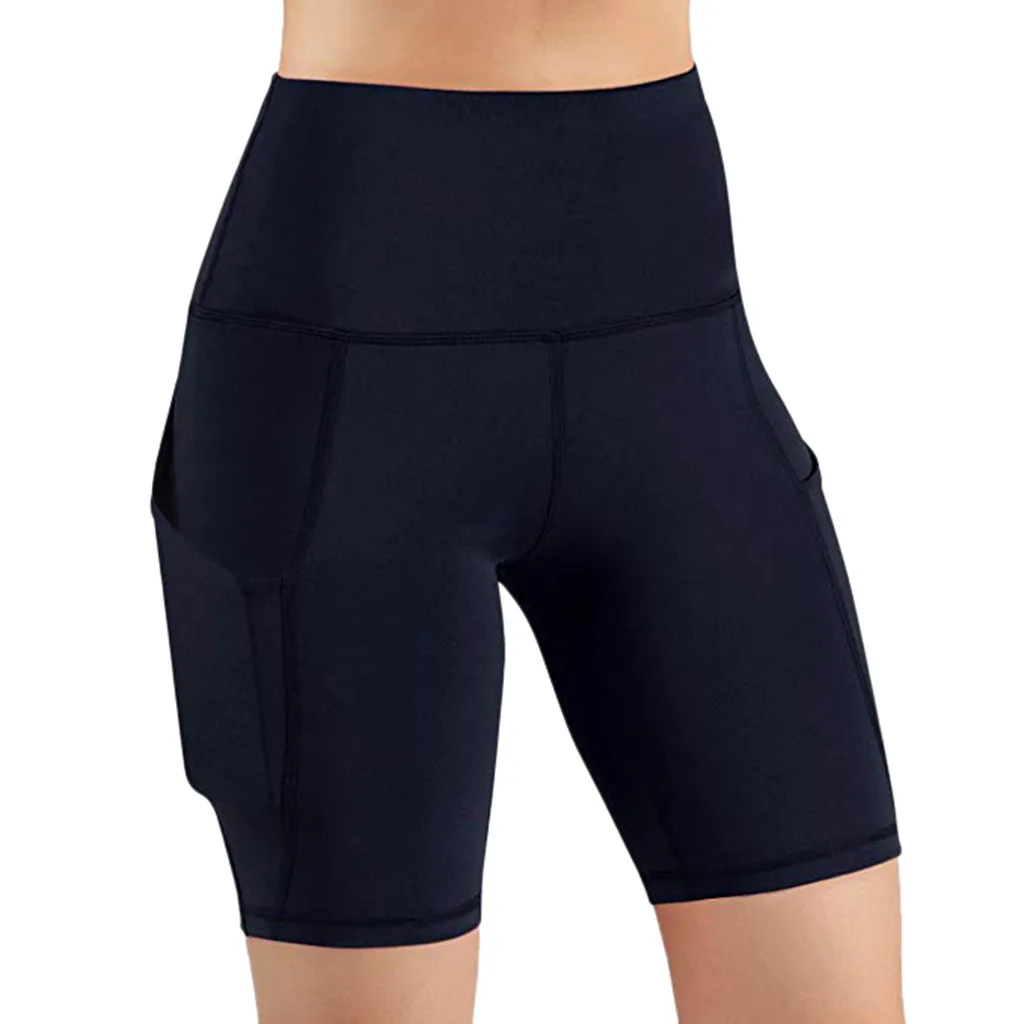 New Women High Waist Out Pocket Yoga Short Running Athletic Yoga Shorts Pants Ropa Deportiva Mujer Running Fitness Gym Hot