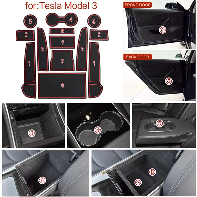 Пользовательские подходят чашки двери центральной консоли лайнер аксессуары для Tesla модель 3 13 шт. комплект