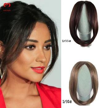 

MANWEI Synthetic Invisible Natural Bangs Straight Clip-in Front Fringe Black Brown Bangs Extensions for Women