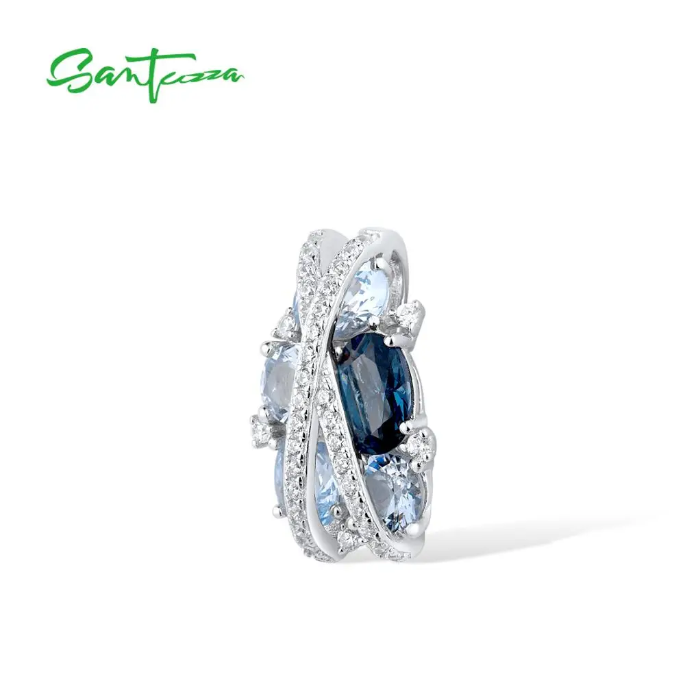 Silver Pendant Silver Pendant for Women Pure 925 Sterling Silver Sparkling Blue Spinel White Cubic Zirconia Party Elegant Fine Jewelry