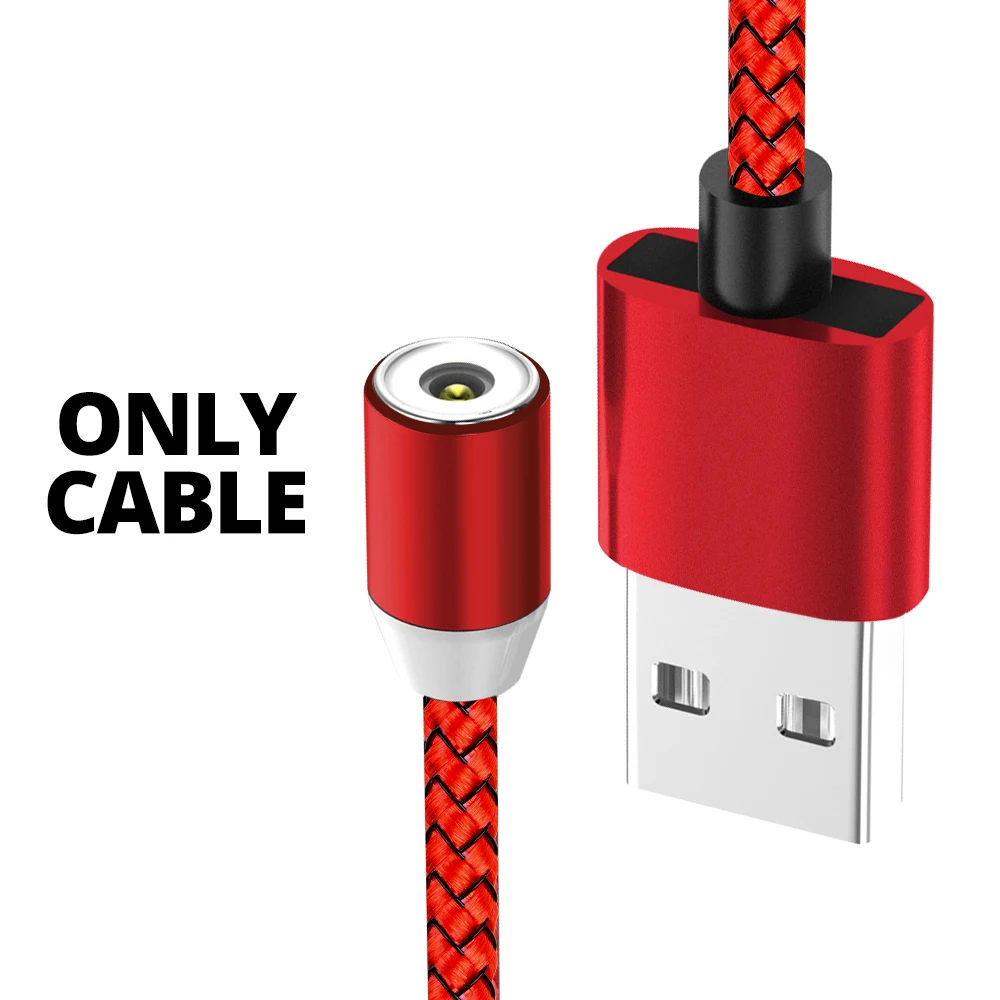 FONKEN Магнитный кабель для быстрой зарядки usb type-C Магнитный Micro USB кабель 1 м 2 м провод для быстрой зарядки телефона зарядный шнур - Цвет: Only Red Cable