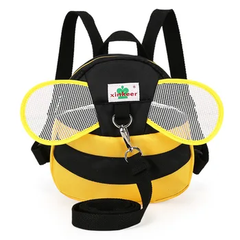 

Cute Cartoon Bee Anti-lost Children Backpack Portable School Bag With Traction Rope Girls Boys Infant Safety Harness Schoolbag