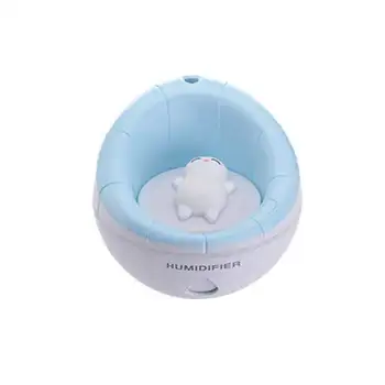 

Hot 3 In 1 Air Humidifier Usb With Led Night Light Small Fan Noise Reduction Dry-Fire Protection Spray Large Capacity 350 Ml Blu