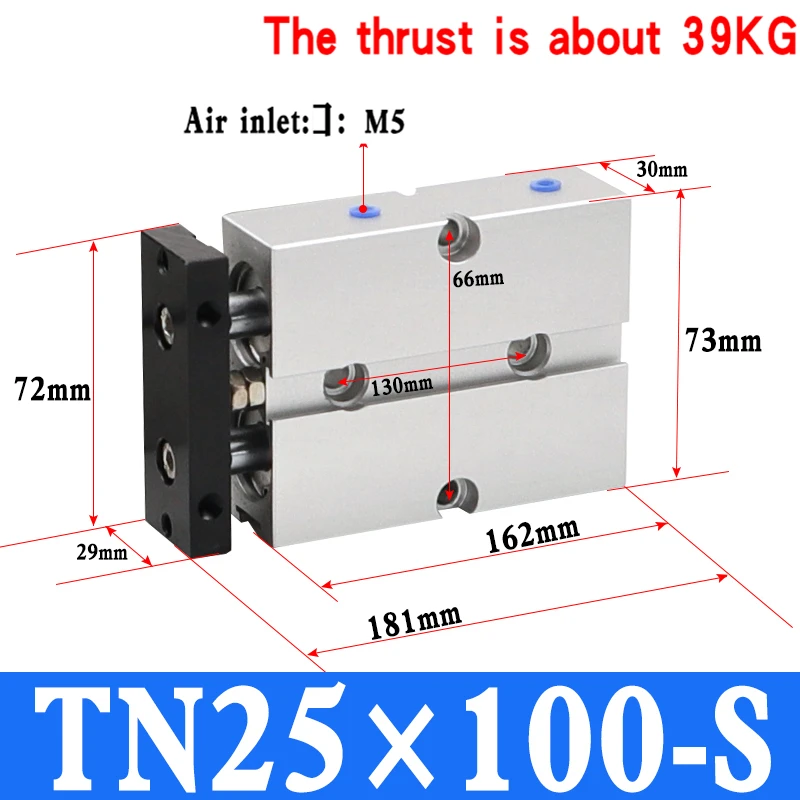 TN Тип Магнитный воздушный цилиндр 25 мм диаметр пневматический цилиндр 10/15/20/25/30/35/40/45/50/60/70/75/80/90/100/ 125/150 мм ход - Цвет: TN25x100