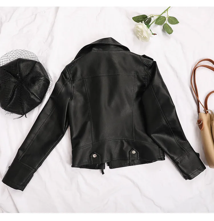 Aelegantmis Fashion Slim Women Faux Leather Jacket Casual Biker Motorcycle Jackets Female Punk Streetwear Spring Autumn Coat