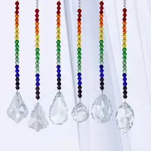 H& D мульти люстра срезанные кристаллами окна Suncatcher украшения радужные стеклянные призмы бусины чакра коллекция, набор из 6