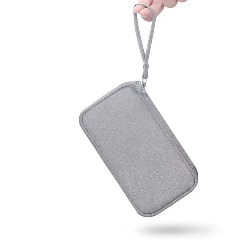 Дорожная портативная Прочная Полиэфирная Сумка для зарядного устройства, сумка для хранения, защитный чехол для переноски, упаковка для наушников, сотовых телефонов, кабель для передачи данных - Цвет: Gray