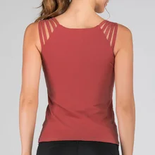 Для женщин леди без рукавов сплошной цвет дышащий жилет топы для летних видов спорта Йога BHD2