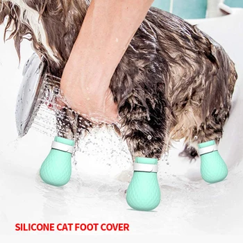 

Cat Foot Cover Pet Paw Protector 4pcs Cat Foot Cover Protector Bathing Pet Cat Washing Claw Anti-scratch Shoes