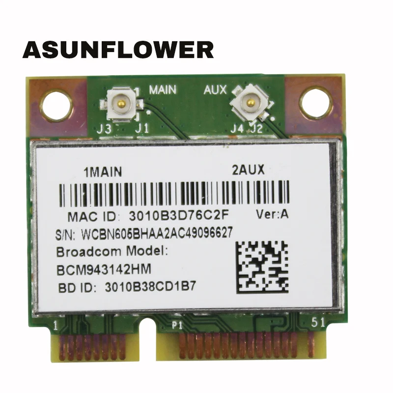 

Wireless 802.11n 300M Bluetooth 4.0 Half Mini PCI-E WIFI Card BCM943142HM